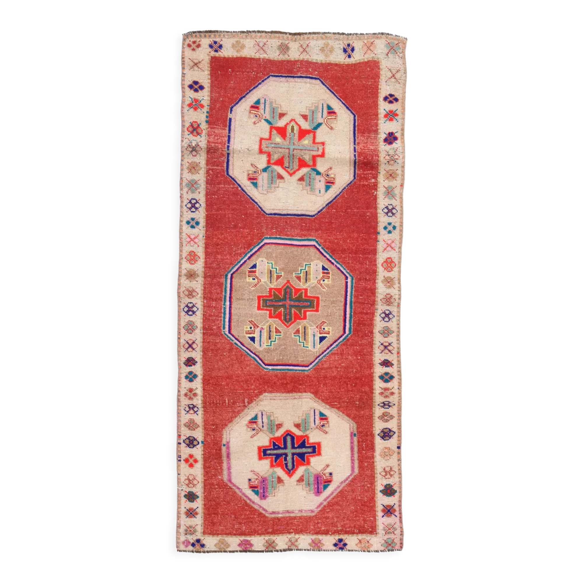 3x7 short vintage oushak runner rug