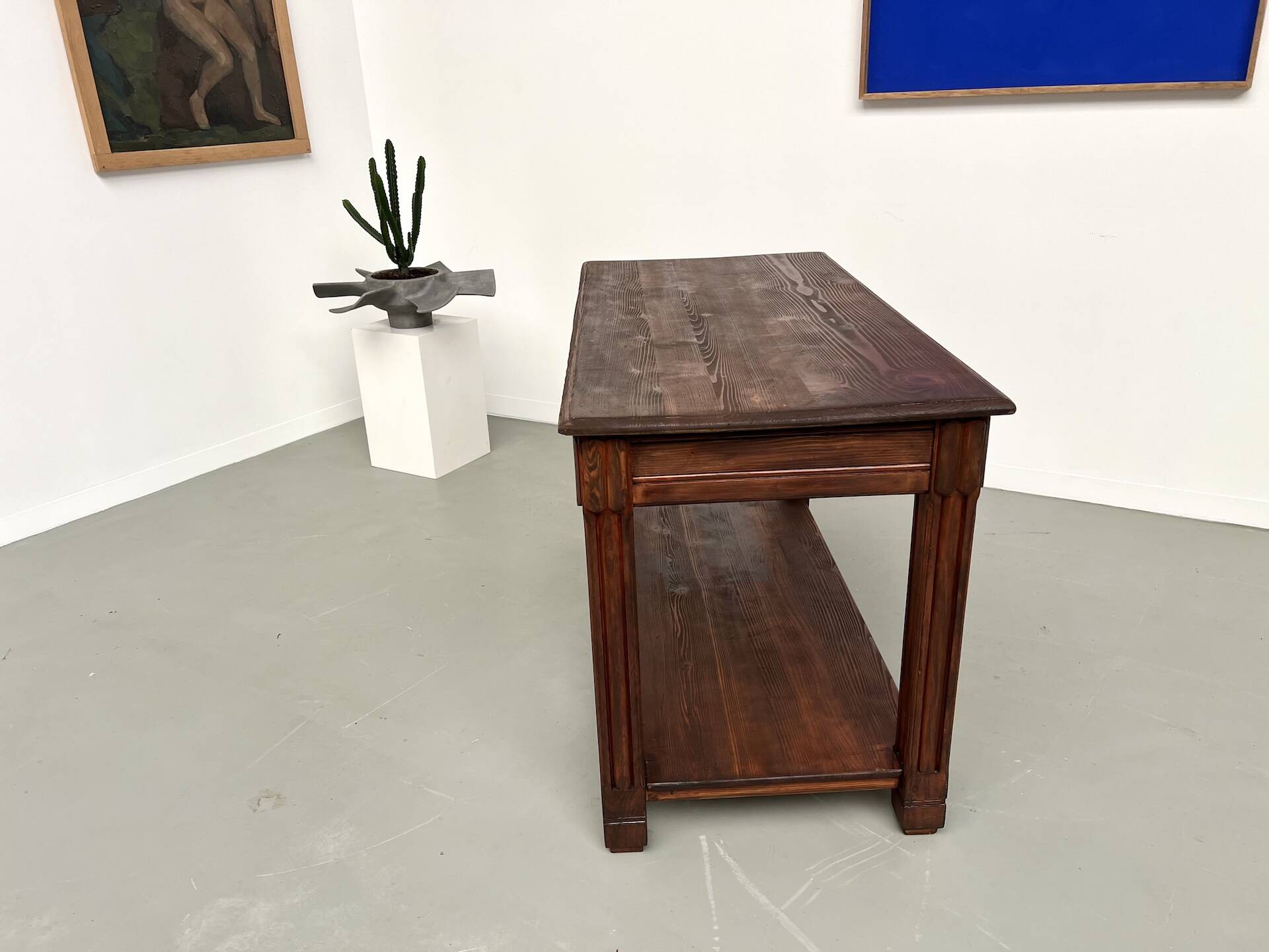 Small pine drapery table from the 1950s