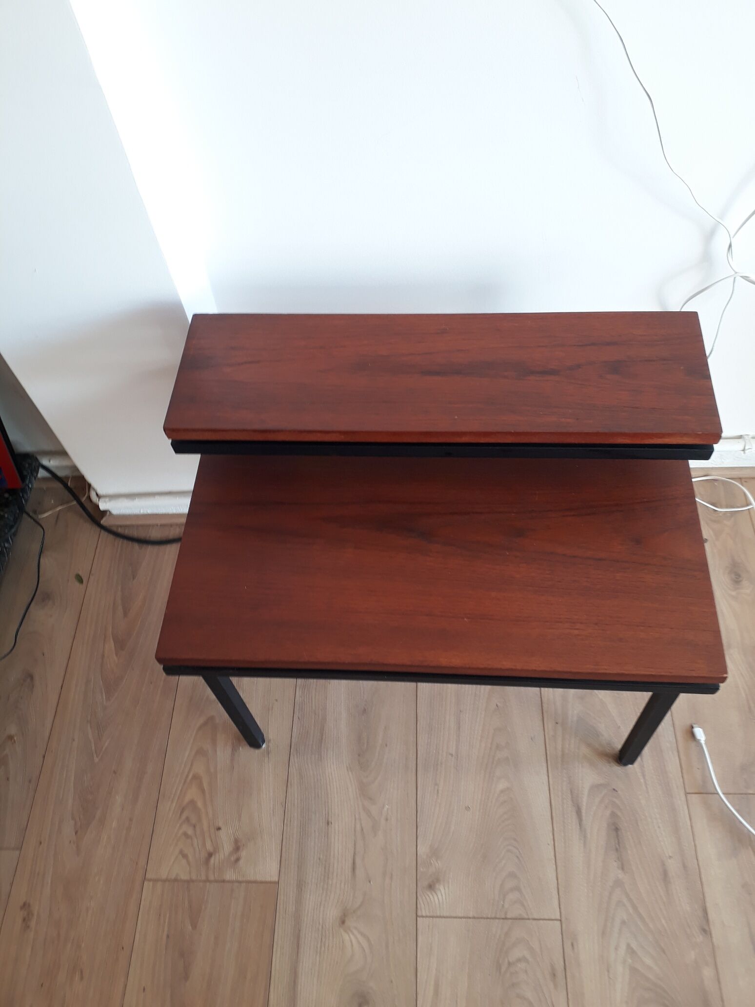 Metal and wood side table 50s