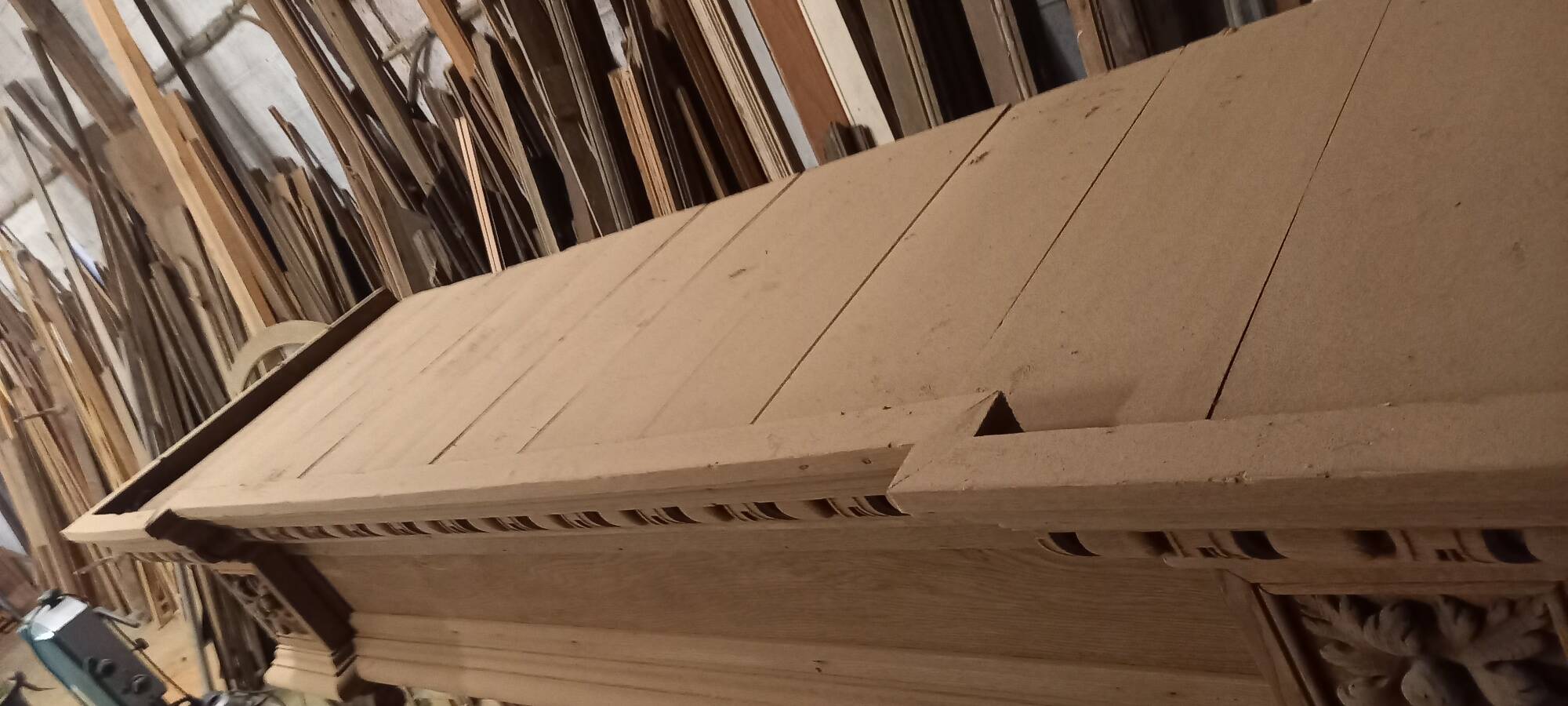 19th-century oak castle fireplace