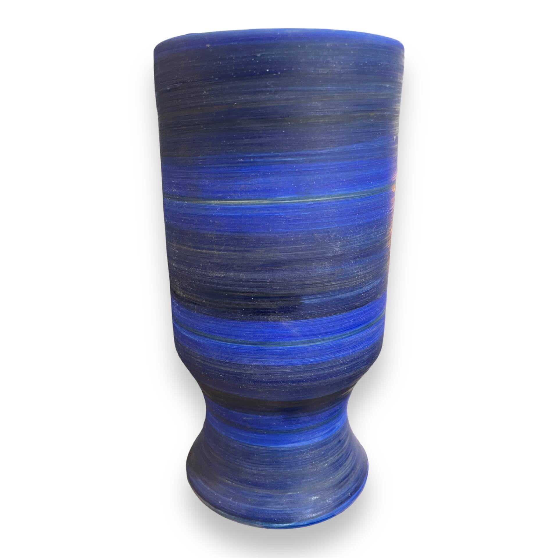 Georges Cueille Blue Vase with Rotating Decor