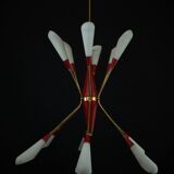 Mid-Century 12 lights chandelier in the manner of Stilnovo. Italy 1950s