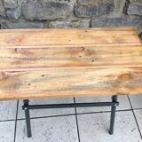 Table d'appoint en bois et metal style industriel années 60-70
