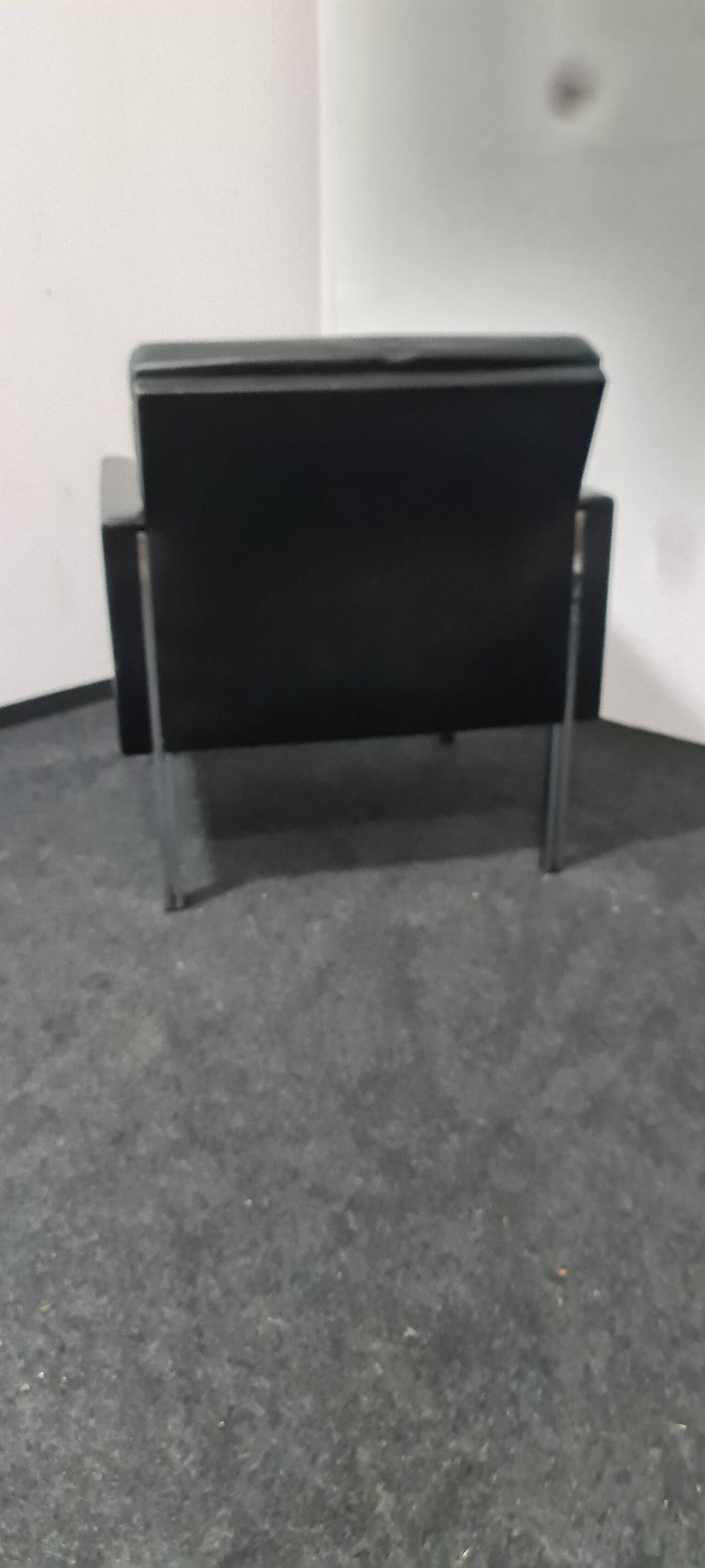 Vintage black leather armchair by Stoll Geroflex