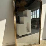 Large gilded mirror 19th century rounded corners mercury glass Louis XVI style