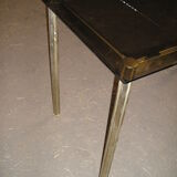 Smoked glass and gold aluminum table from the 70s/80s