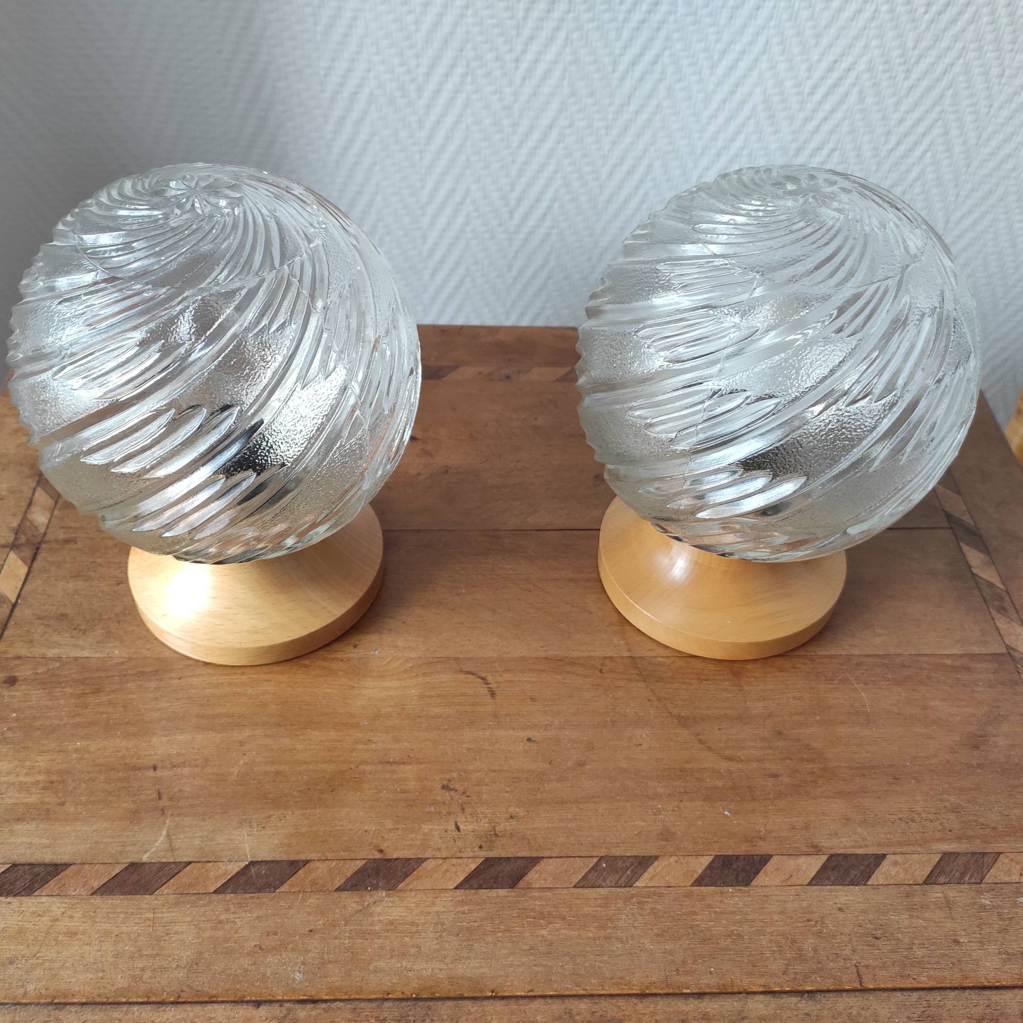Pair of vintage 1990s globe lamps