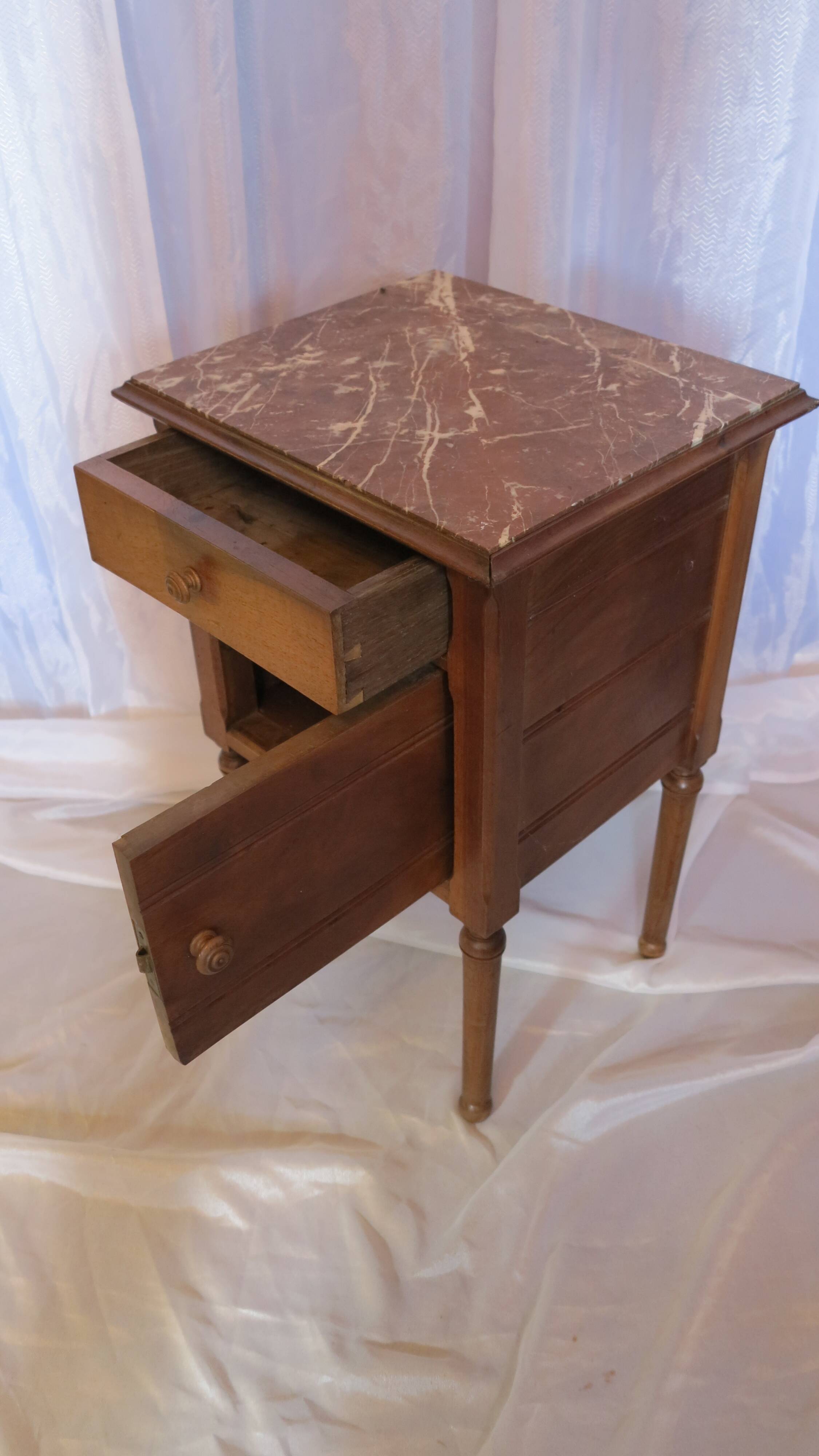Nightstand walnut with marble top