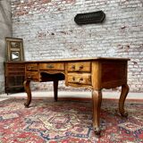 Flat desk in natural wood Louis XV style