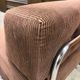 Fauteuil vintage marron côtelé / une place avec accent chromé