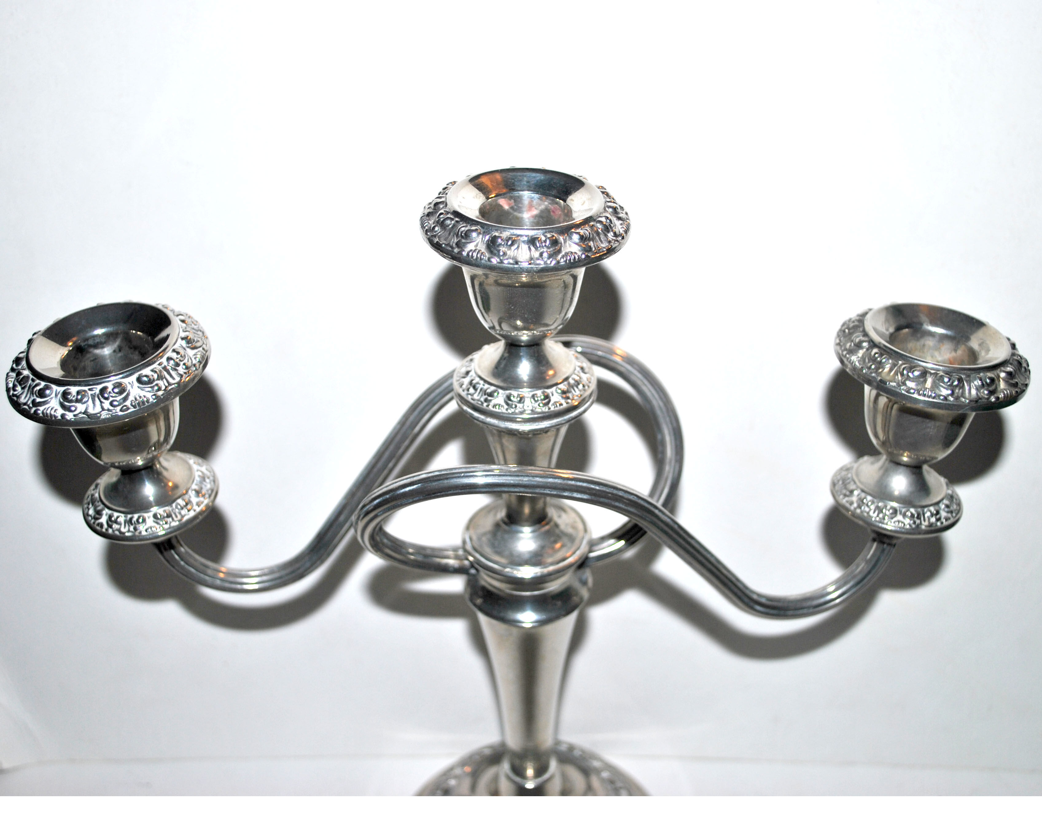 Vintage silver metal candlesticks - 3-arm English Silverplated Candelabra