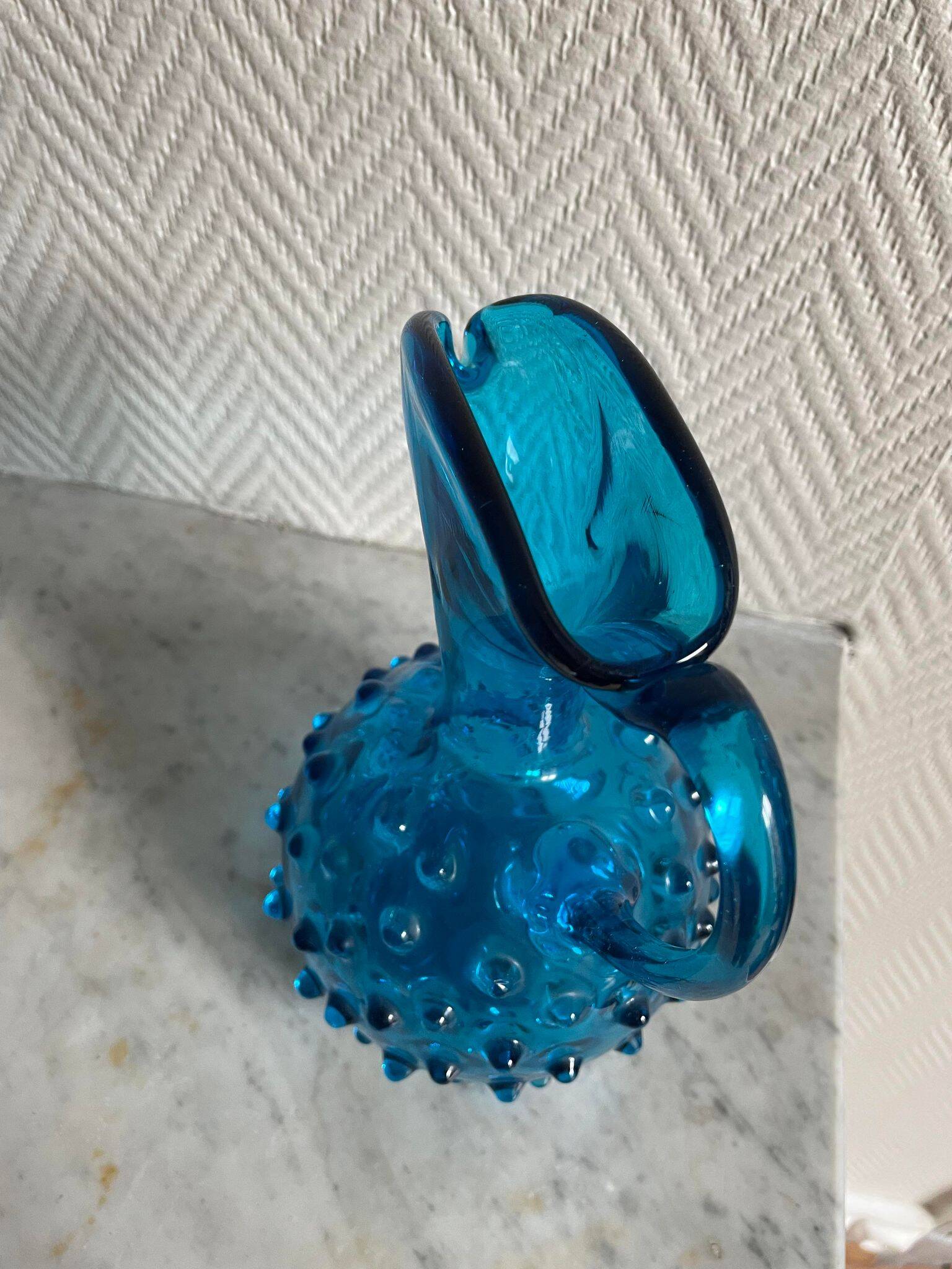 Empoli style studded blue vase