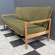 green fabric and wood 3 seat sofa 1960s