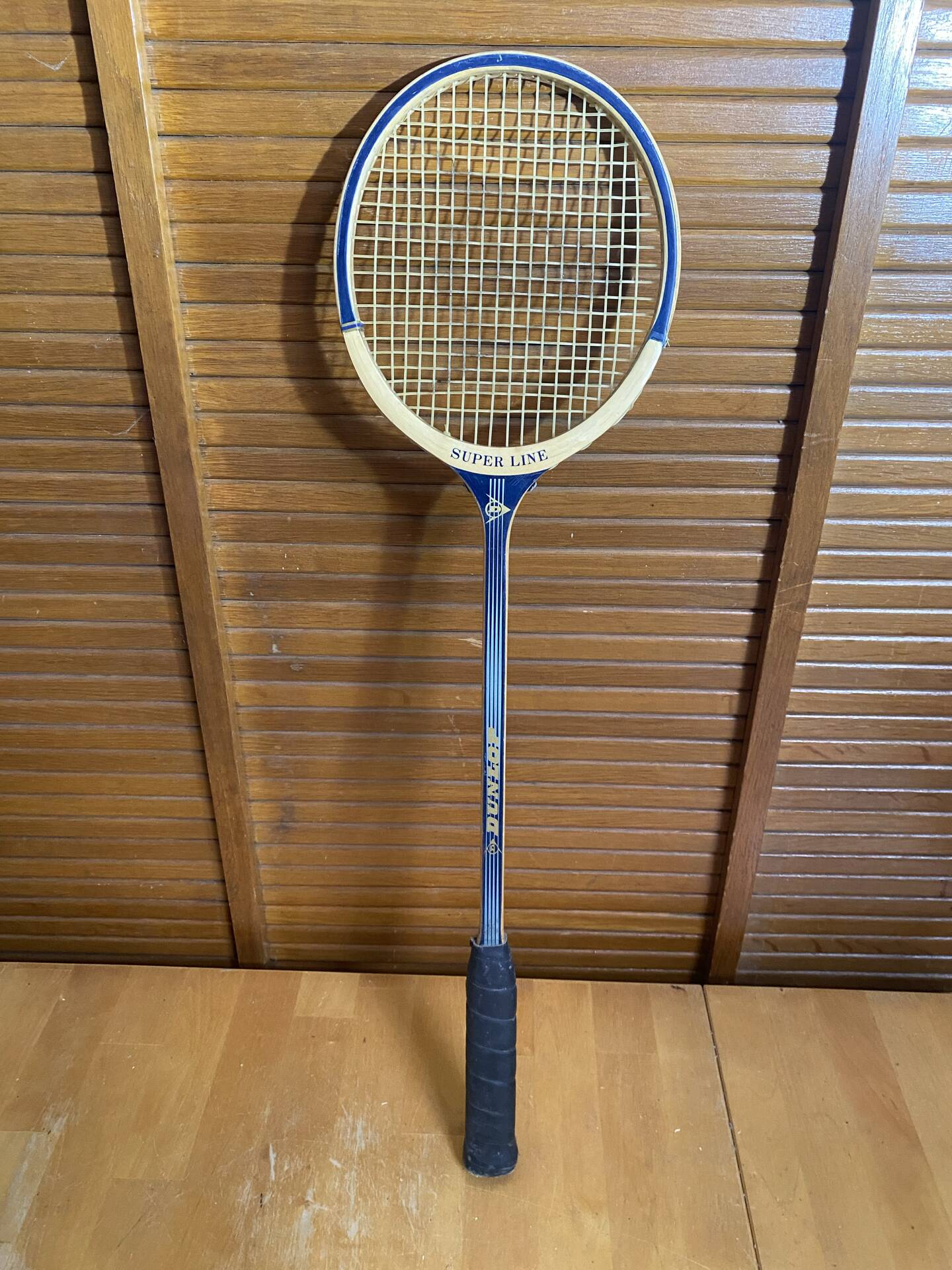 Vintage dunlop badminton racket wood + sports cover #e240