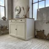 Meuble de métier enfilade patine blanche