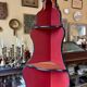 Dark wood corner unit, black and red