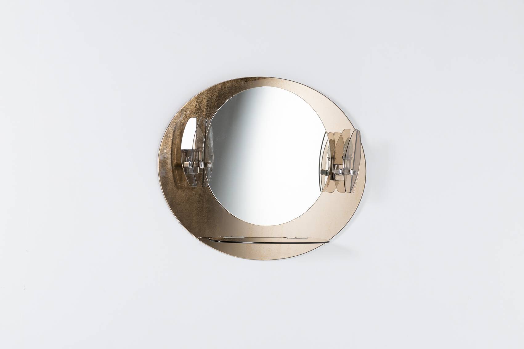Miroir mural Mid-Century moderne avec appliques de Veca, Italie, 1960s