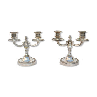 Pair of silver metal candelabra