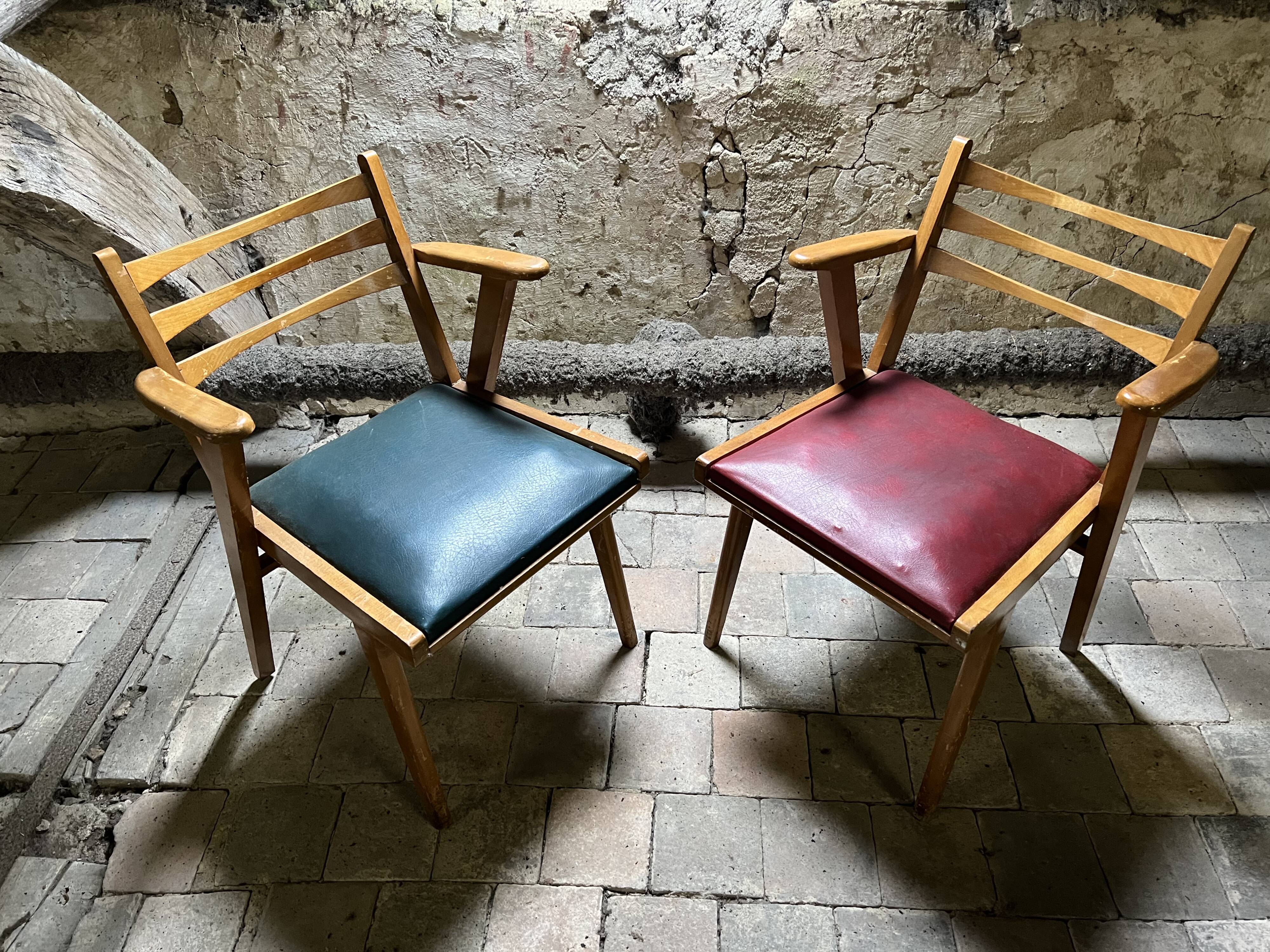 Pair of vintage modernist armchairs from the 50s