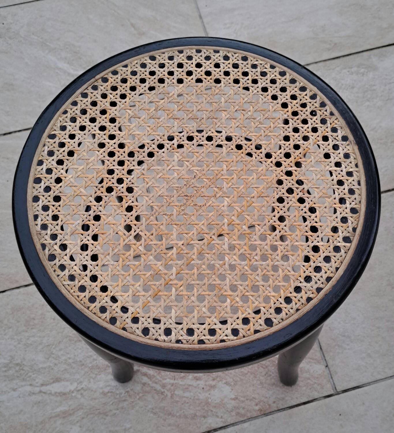 Wooden and cane stool