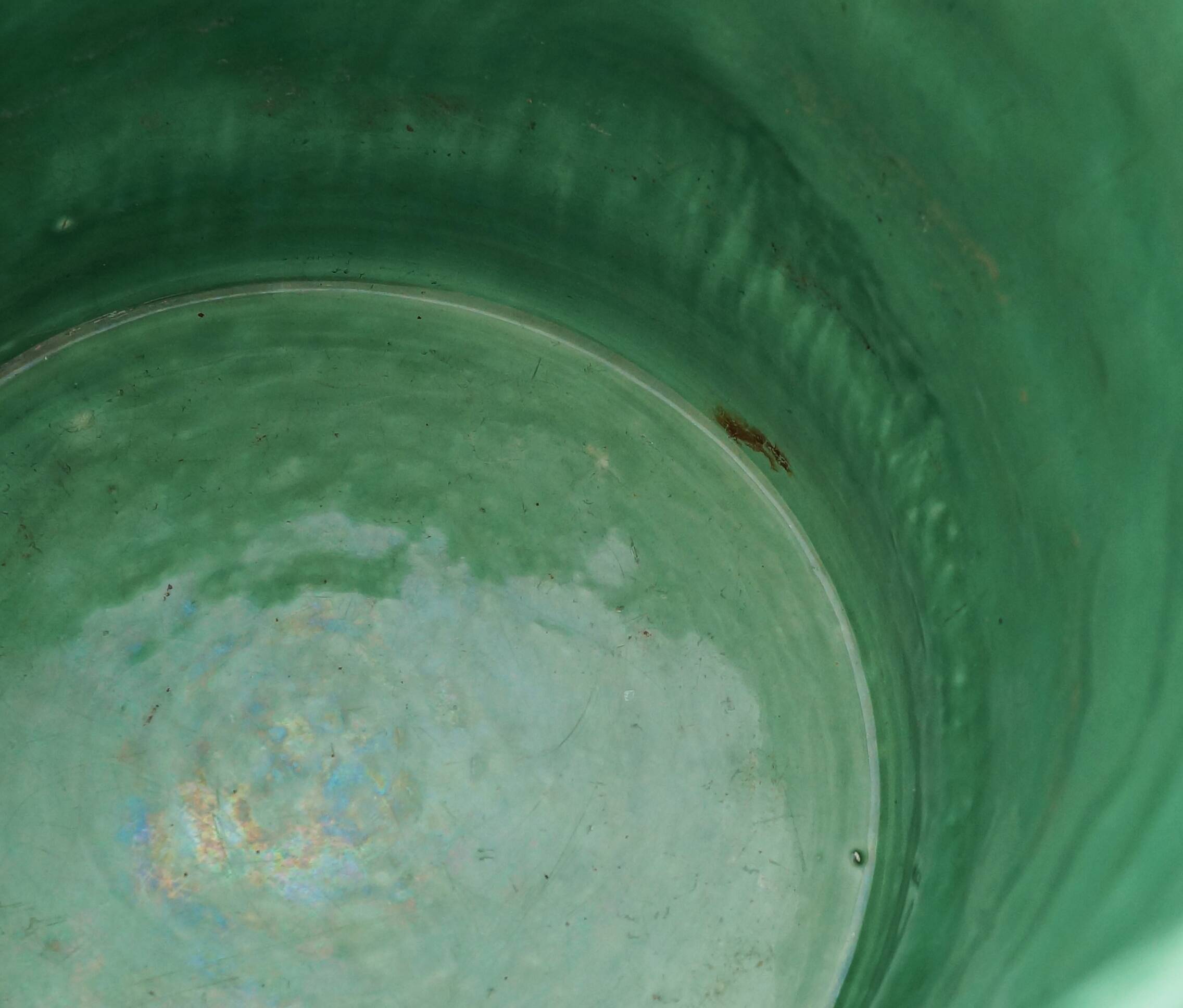 Large green Sarreguemines plant pot 1960s