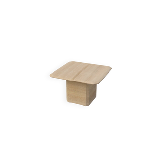Table basse ou d'appoint carrée en travertin du milieu du siècle, Italie, années 1960