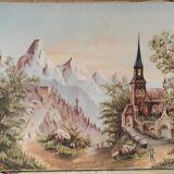 Oil / canvas Landscape of a mountain village from the 19th century François Bonnet (1811-1
