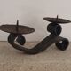 Brutalist wrought iron hand candlesticks
