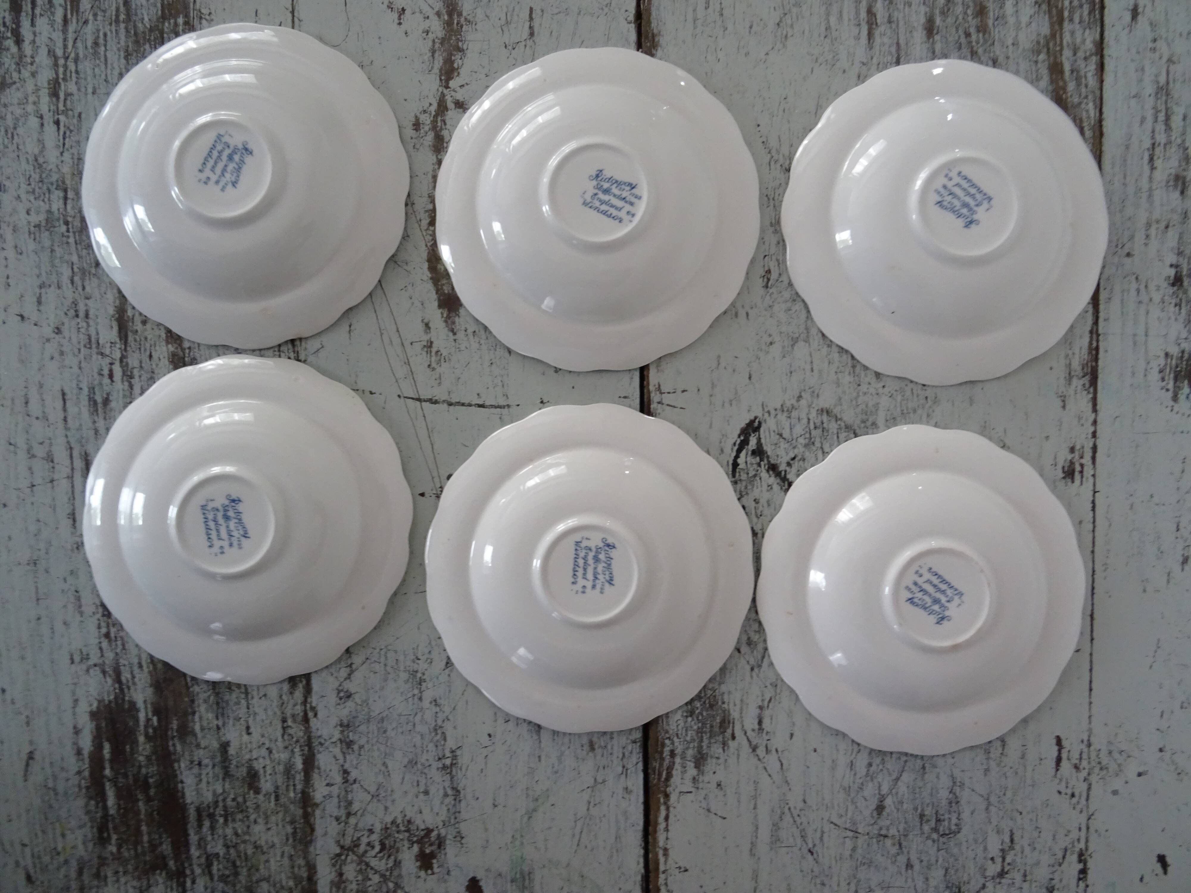 6 cups ridgway staffordshire windsor flowers blue