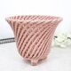 Small vintage handmade plant pot in pink woven ceramic