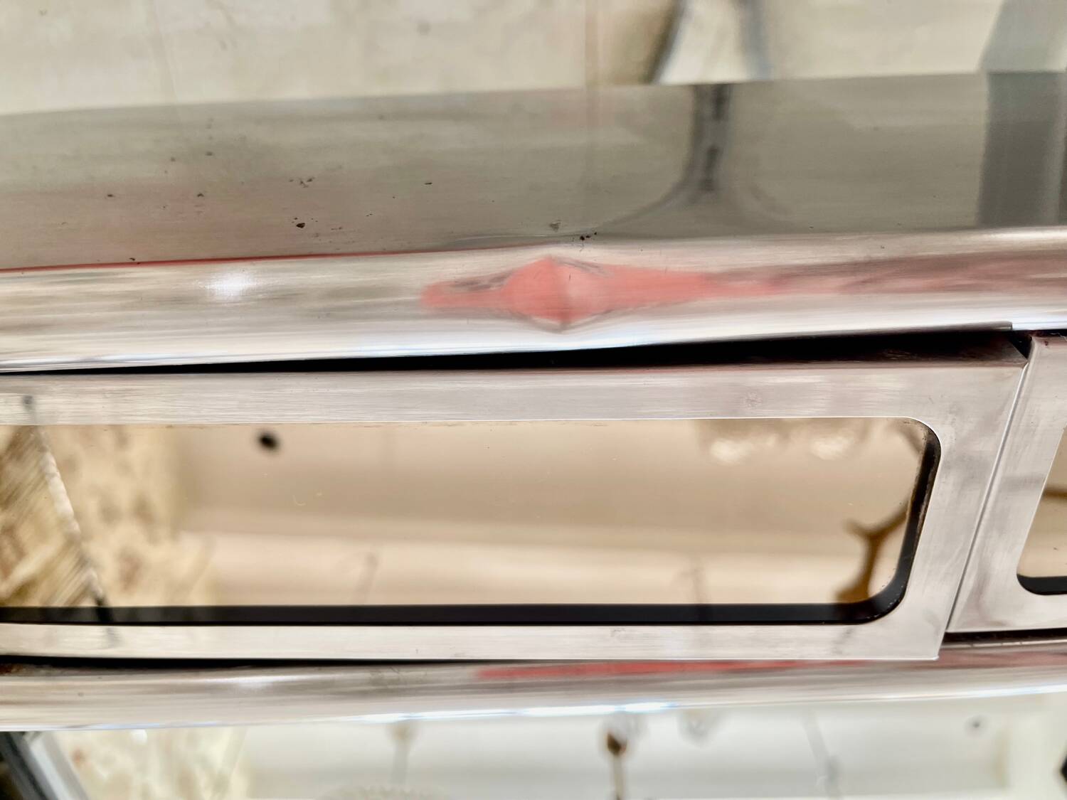 Veca glass chrome mirror and storage, spain 1970s