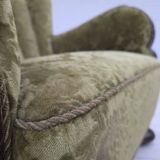 1950s, Danish relax chair. Furniture velour, oak wood,