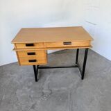 Modernist 50s oak metal desk
