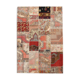 5x8 Neutral Red Beige Oushak Patchwork Rug 245x168Cm