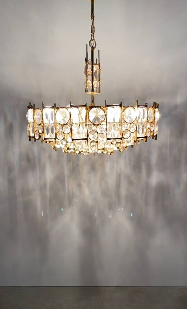Lustre 7 feux d'exception - haut de gamme Palwa – Laiton doré à l'or f