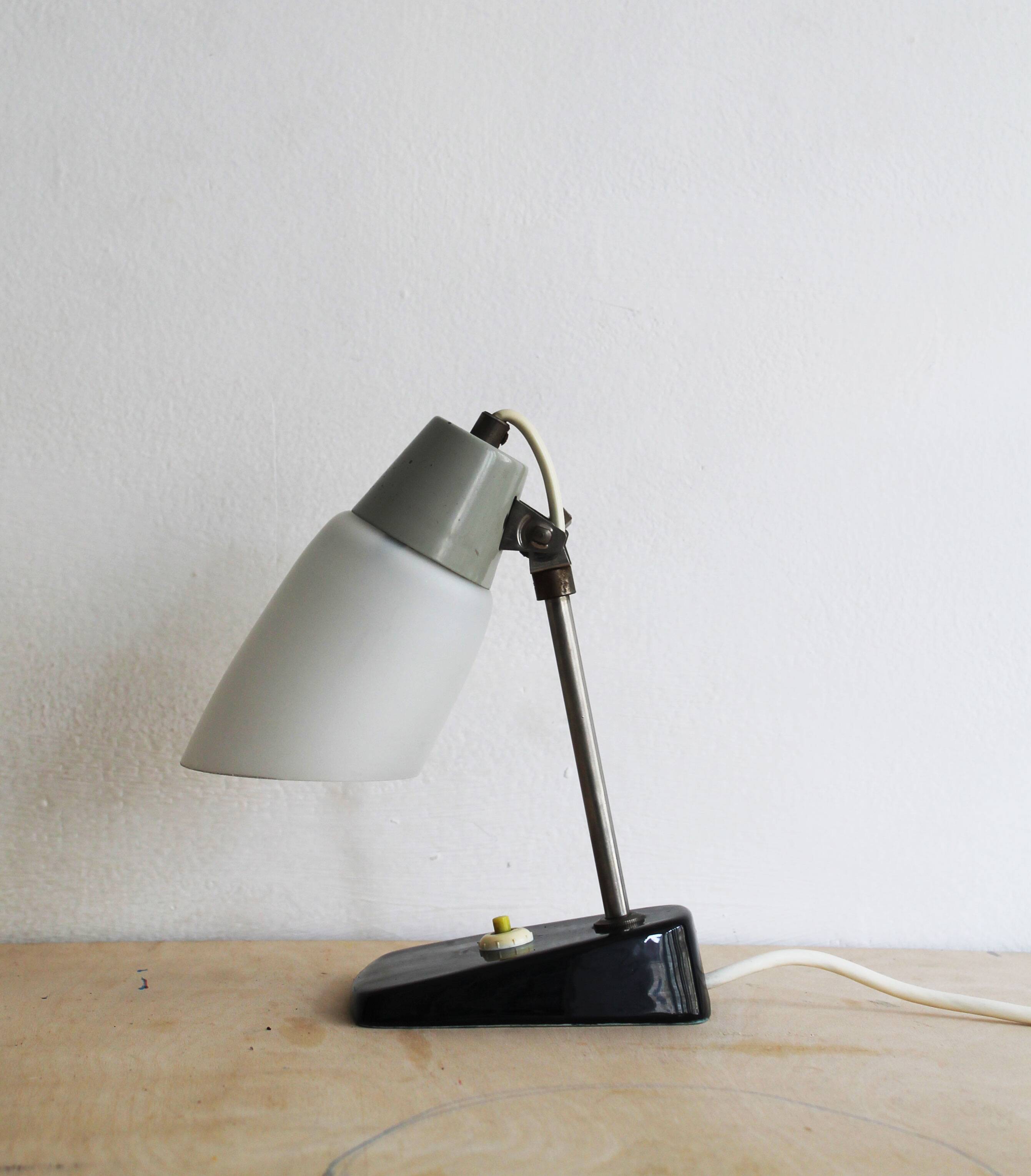 1950s Mid-Century Czech Table Lamp with Ceramic Base