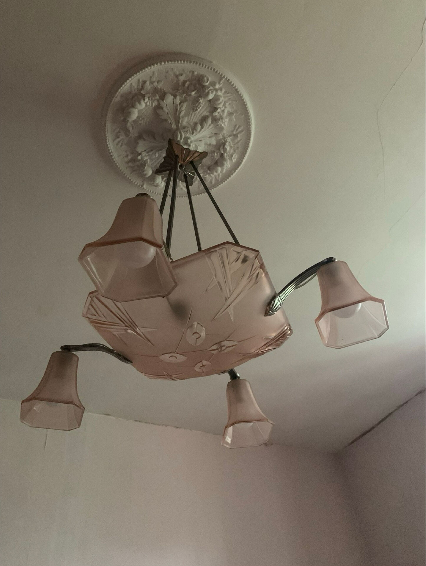 Art Deco chandelier signed Degué