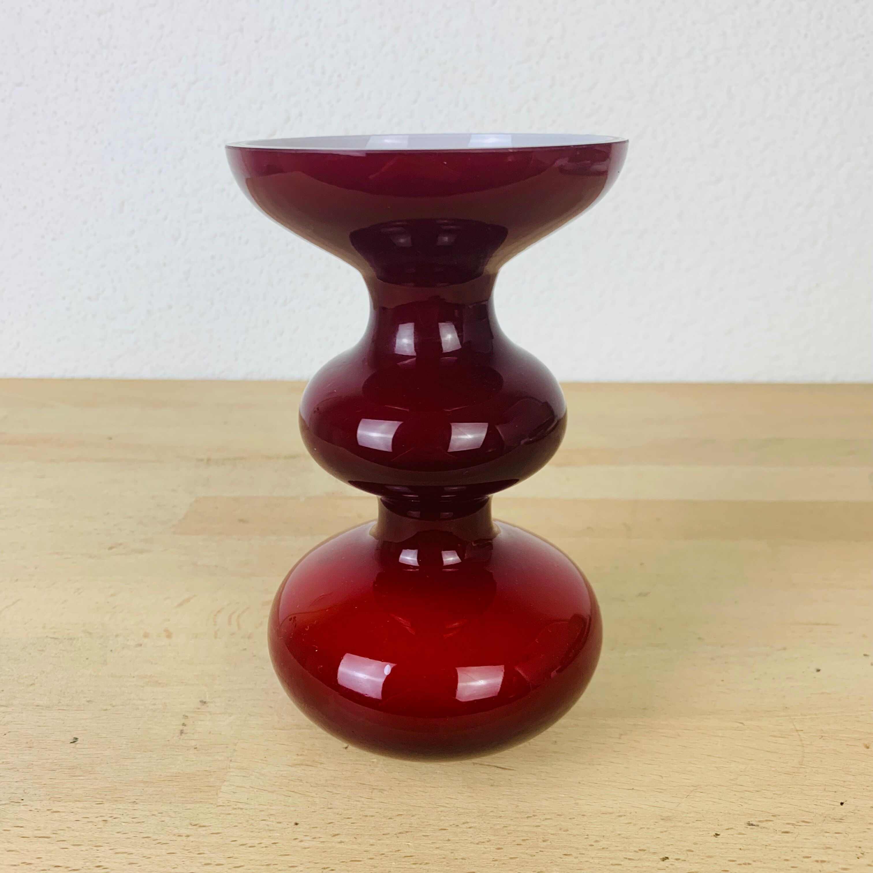 Holmegaard vase Scandinavian red and white glass