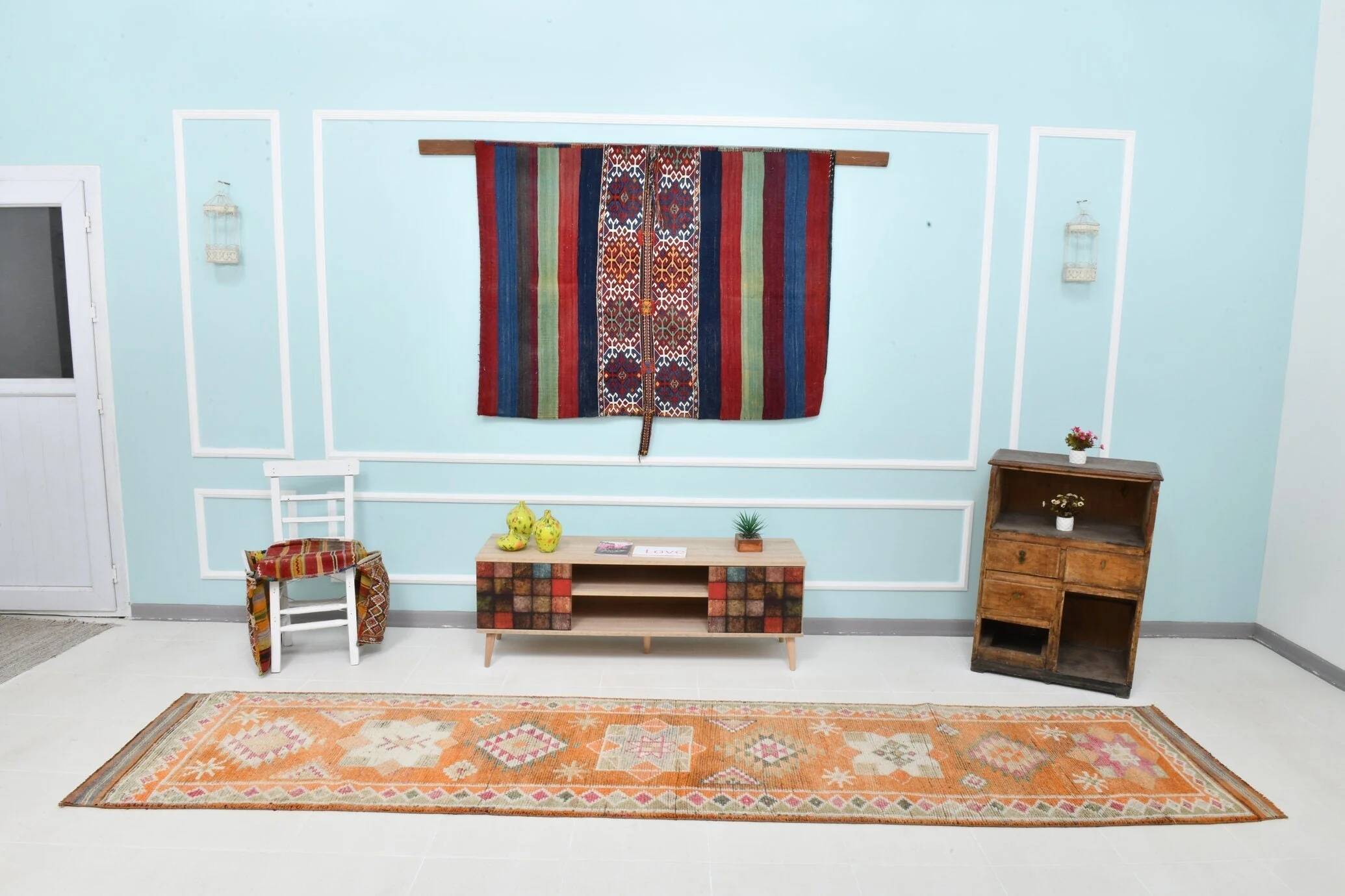 Turkish vintage Herki rug 2'10" x 12'10"