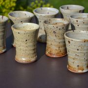 8 stoneware cups/mugs by Gustave Tiffoche