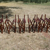 Lot of 6 foldable chairs in solid teak Roland Vlaemynck