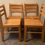 Set of 4 solid beech chairs
