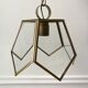 Brass pendant lamp and graphic gilded glass 60s-70s