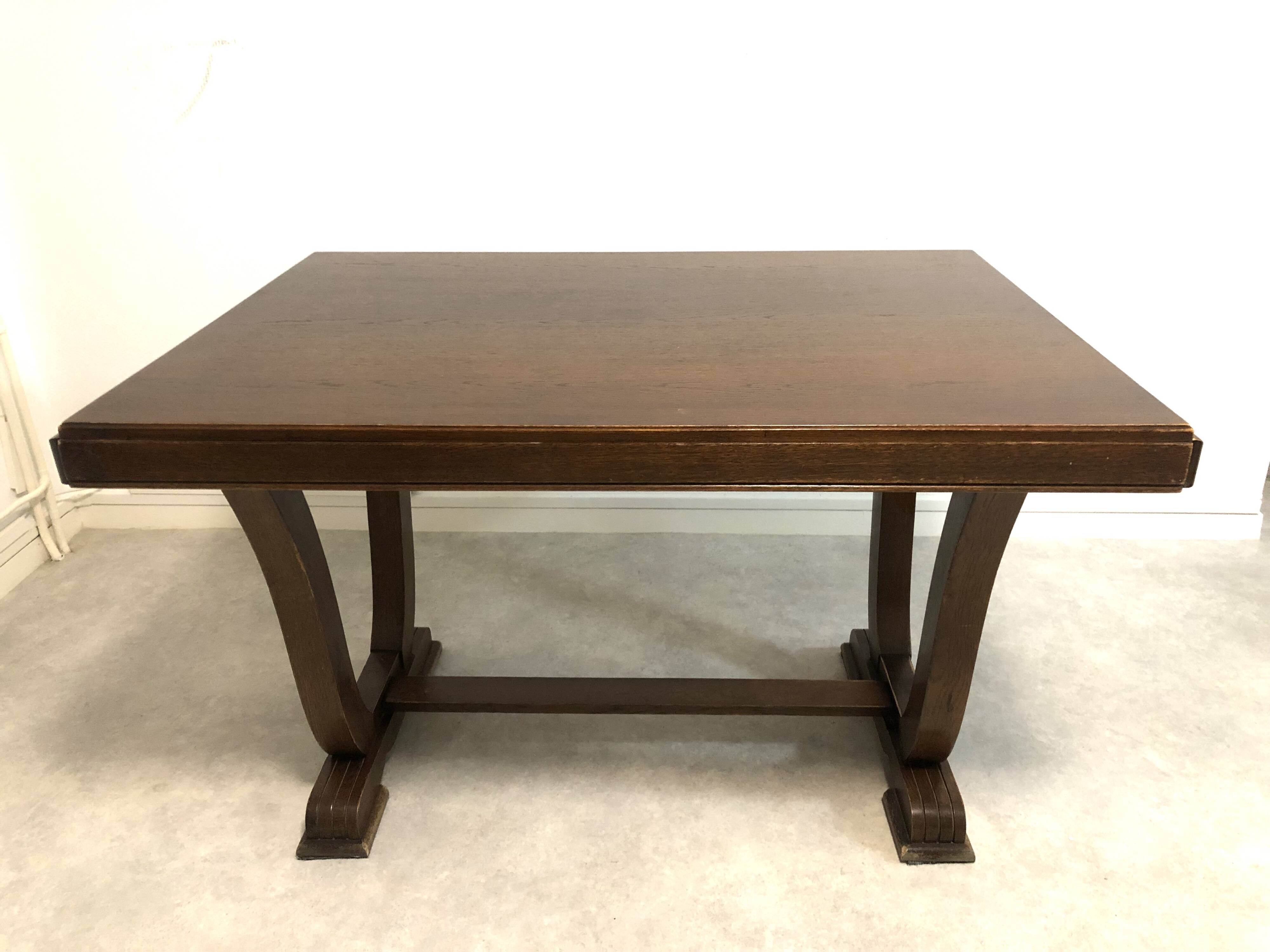 Oak table with extensions for art deco style dining room