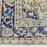 Tapis Bleu Orange 250x350 cm, Grand Tapis Vintage, Tapis Antique Turc.