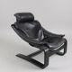 "Lounge chair 'Kroken' by Åke Fribyter for Roche Bobois — Black leather"