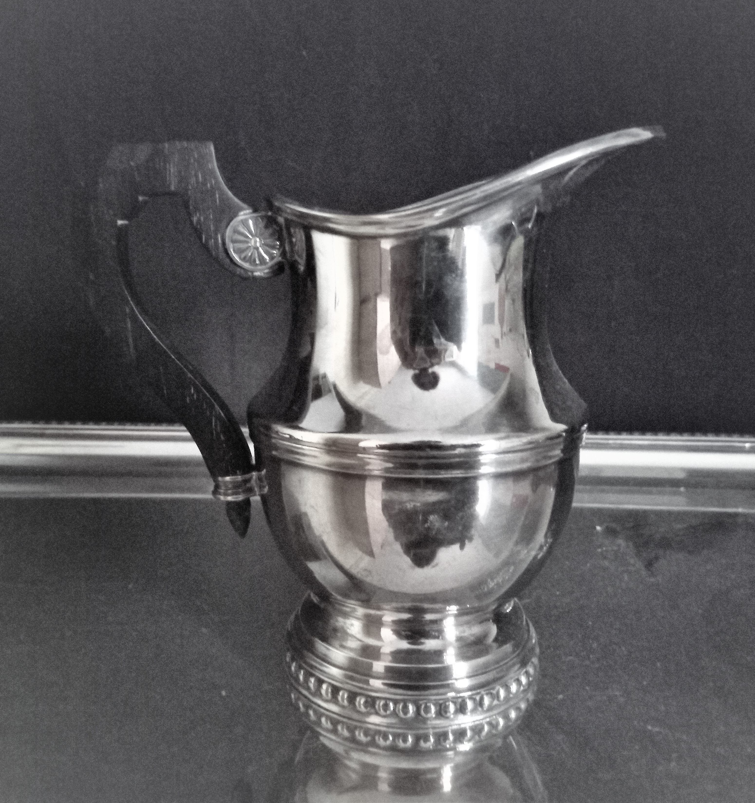 Tea and coffee set on tray, in silver metal Ercuis Goldsmith