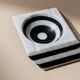 Cendrier vintage en marbre - illusion d’optique rayée noir et blanc - Art déco Italie années 1930