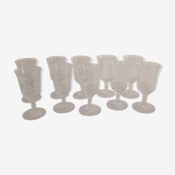 Set de 10 verres ciselés 60's