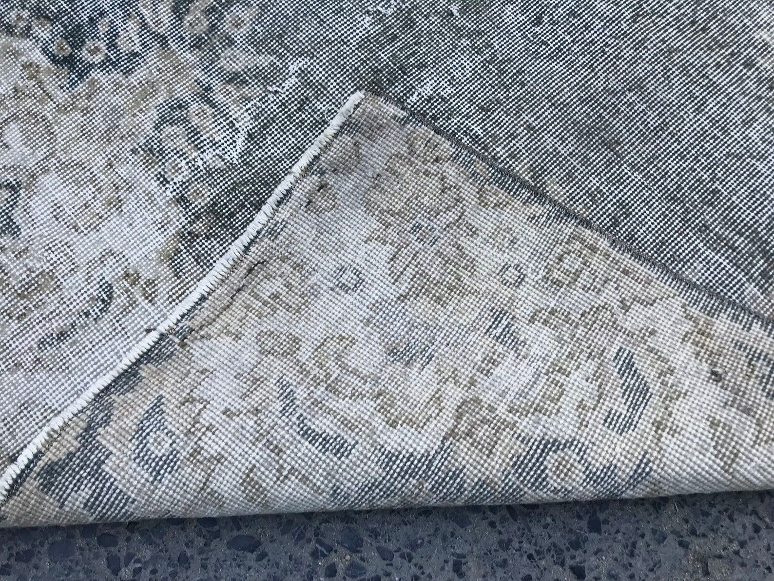 Beige Blue Green Faded oushak Rug